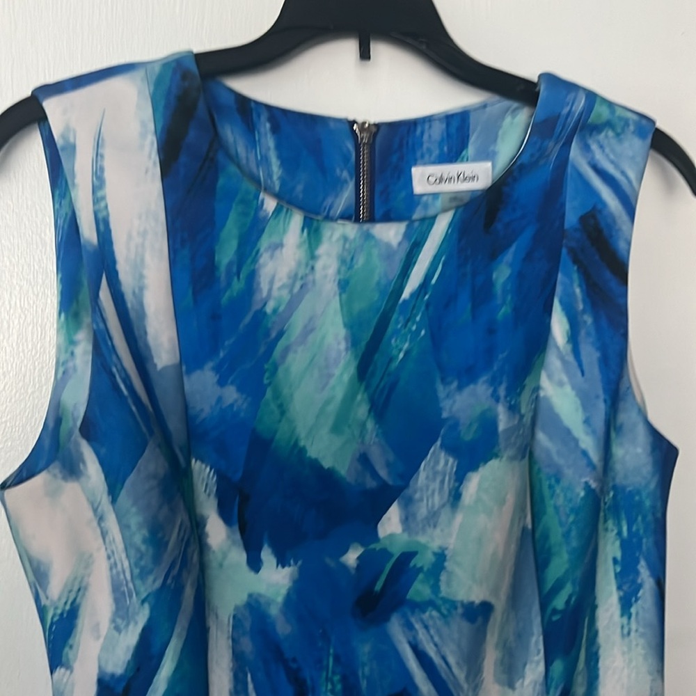 Pretty Blue and White Swirl Colored Dress - Picture 2 of 5